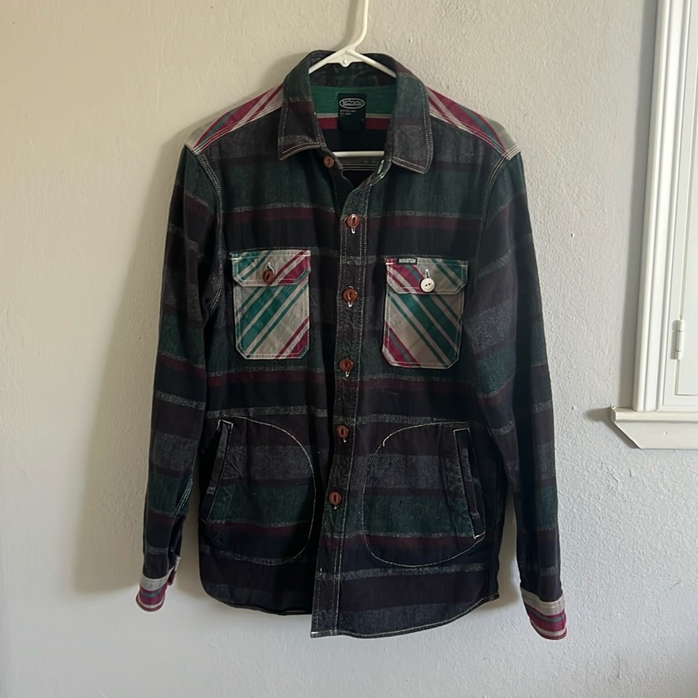 Manastash mix plaid chore pocket button down size M